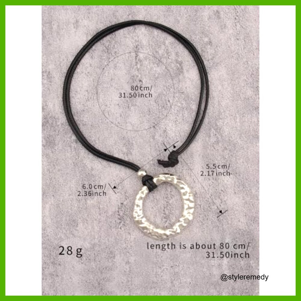 Chunky Boho Statement Necklace Adjustable Leather… - image 7